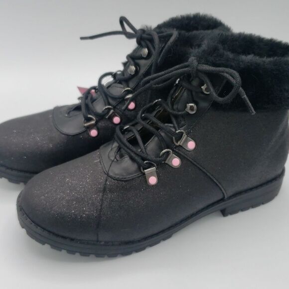 Juicy Couture Castro Valley Black Glitter Combat Boots - Picture 4 of 12